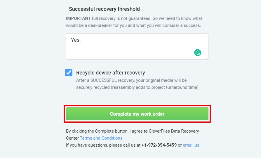 提交工作订单。