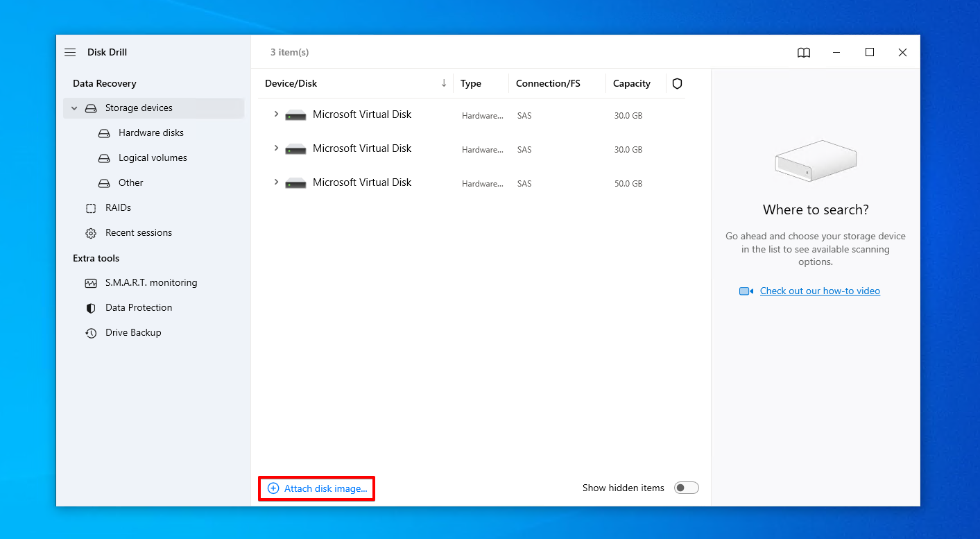 Attaching the disk image.