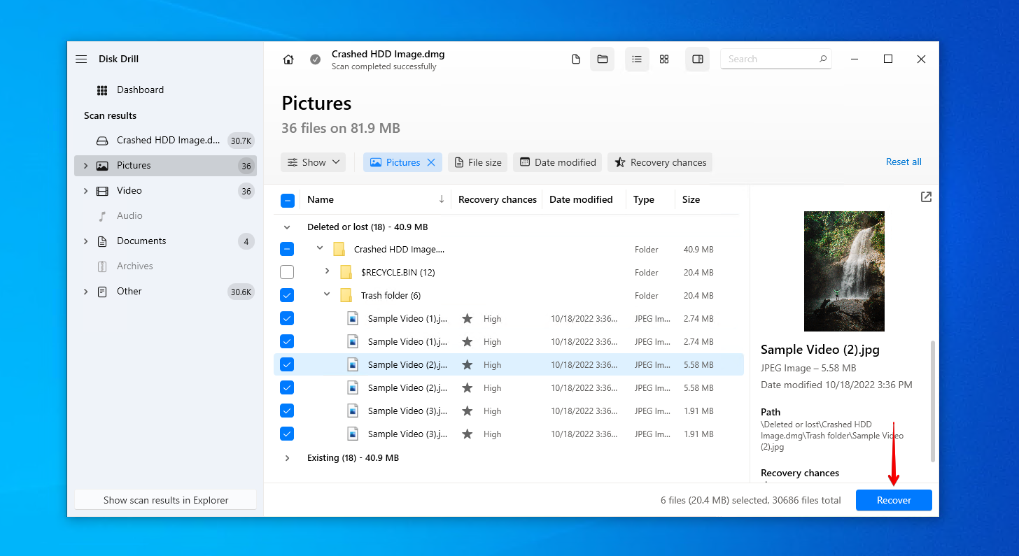 Recovering data from the crashed hard drive image.