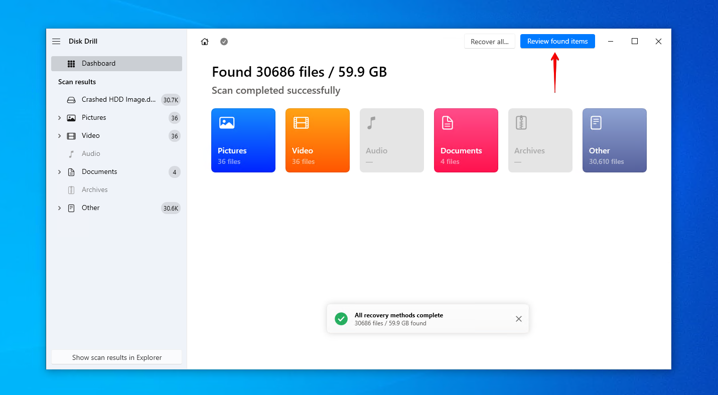 Reviewing what files Disk Drill found.