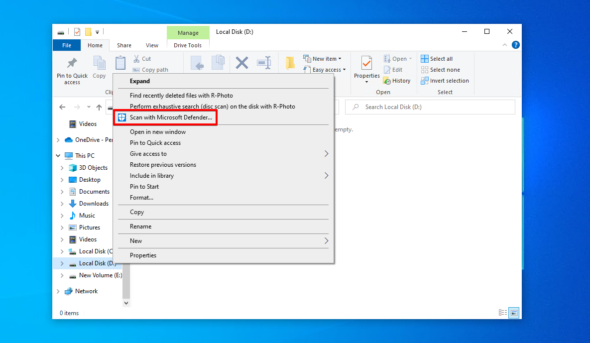 Performing a quick scan.
