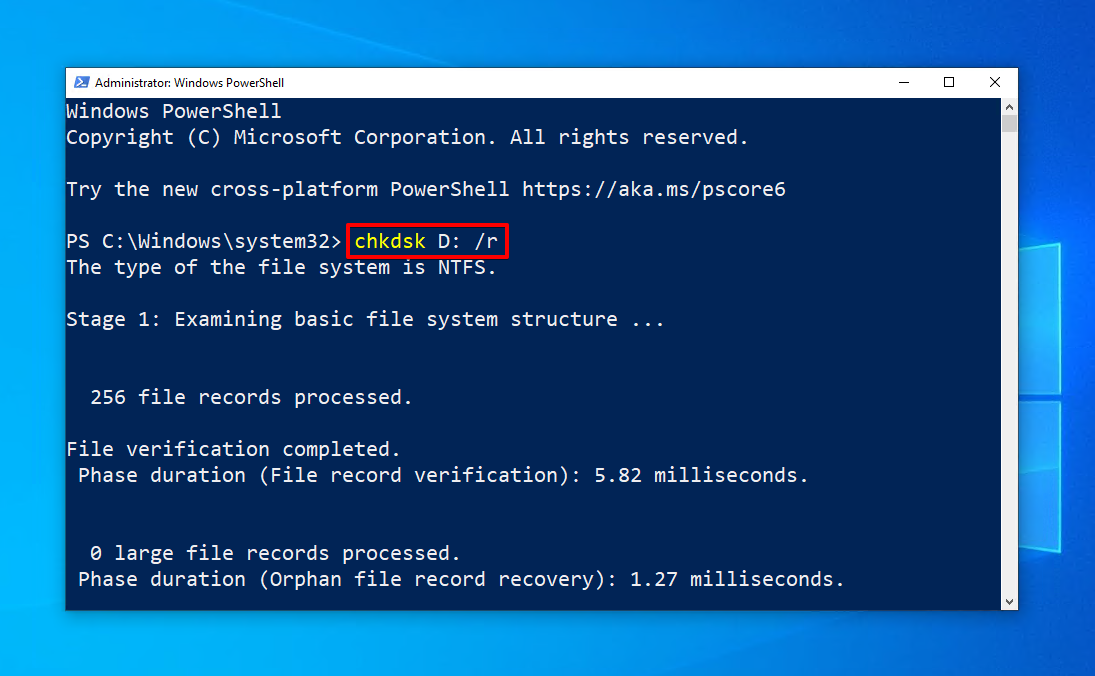 تشغيل أمر CheckDisk.