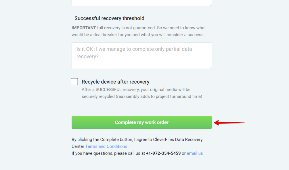 إنهاء طلب العمل.