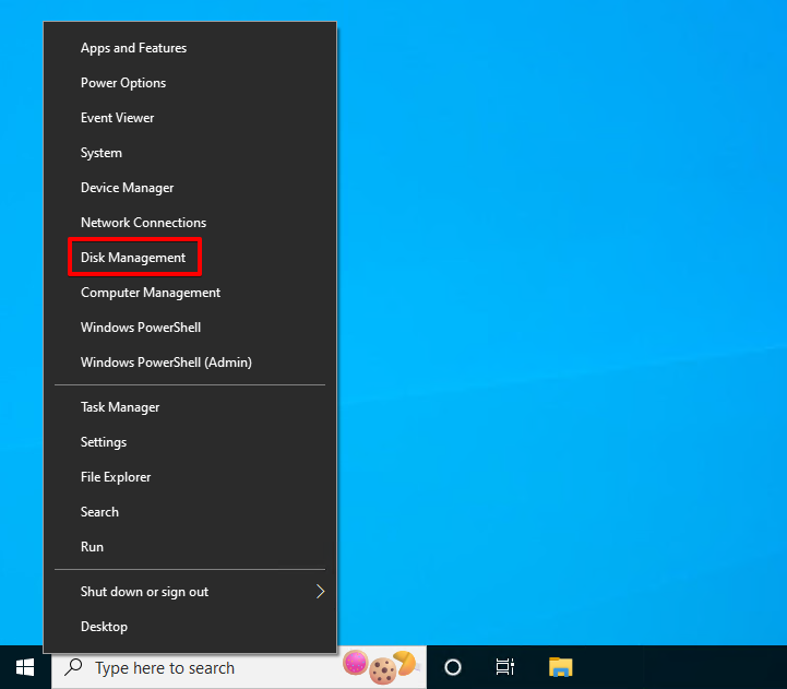 فتح إدارة الأقراص.