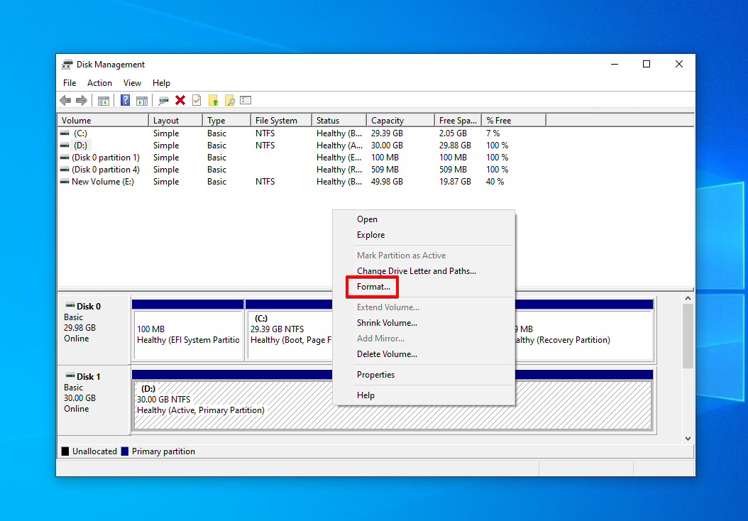 تهيئة الحجم.