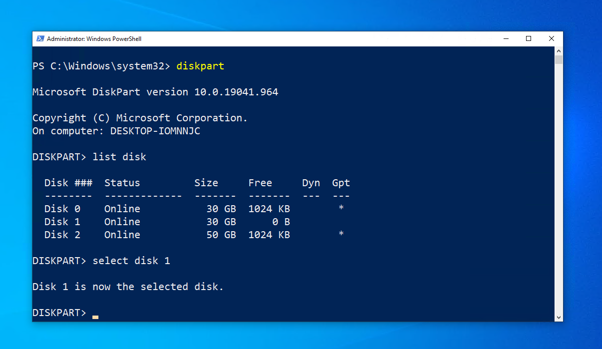 تحديد القرص.