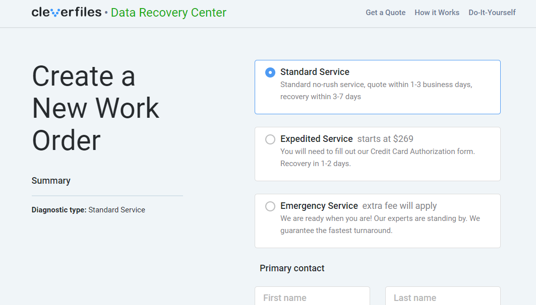 اختيار نوع الخدمة.