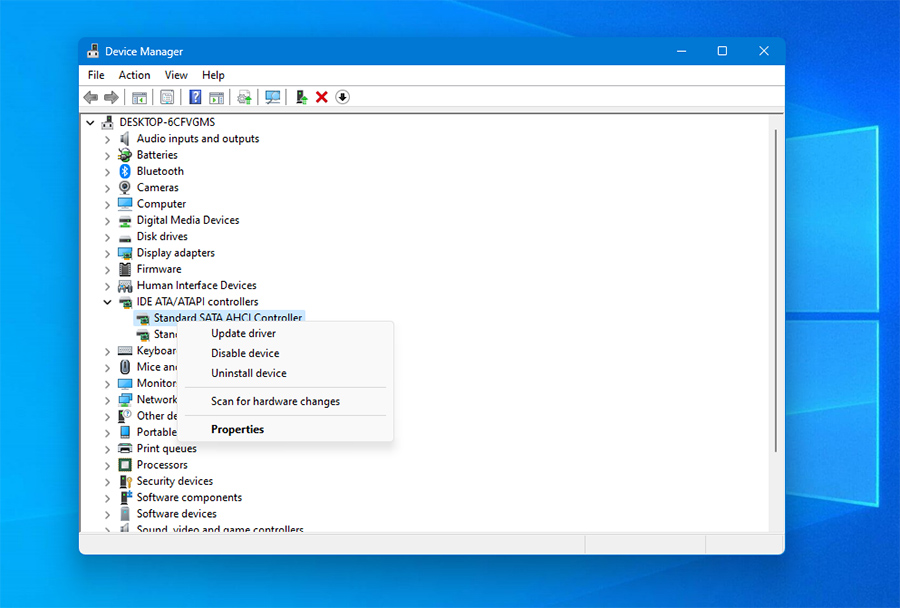 IDE ATA/ATAPI 컨트롤러 드라이버 업데이트하기.