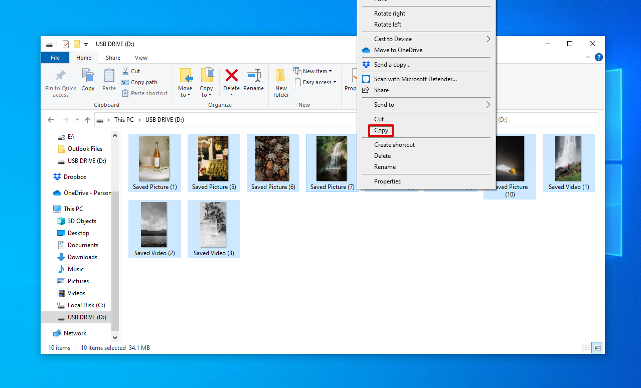 Copia dei dati dalla USB.