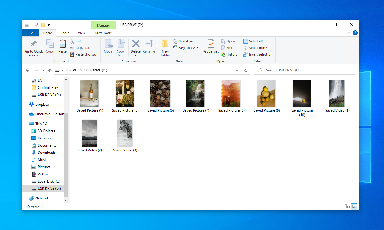 Visualizzazione dei dati della USB.