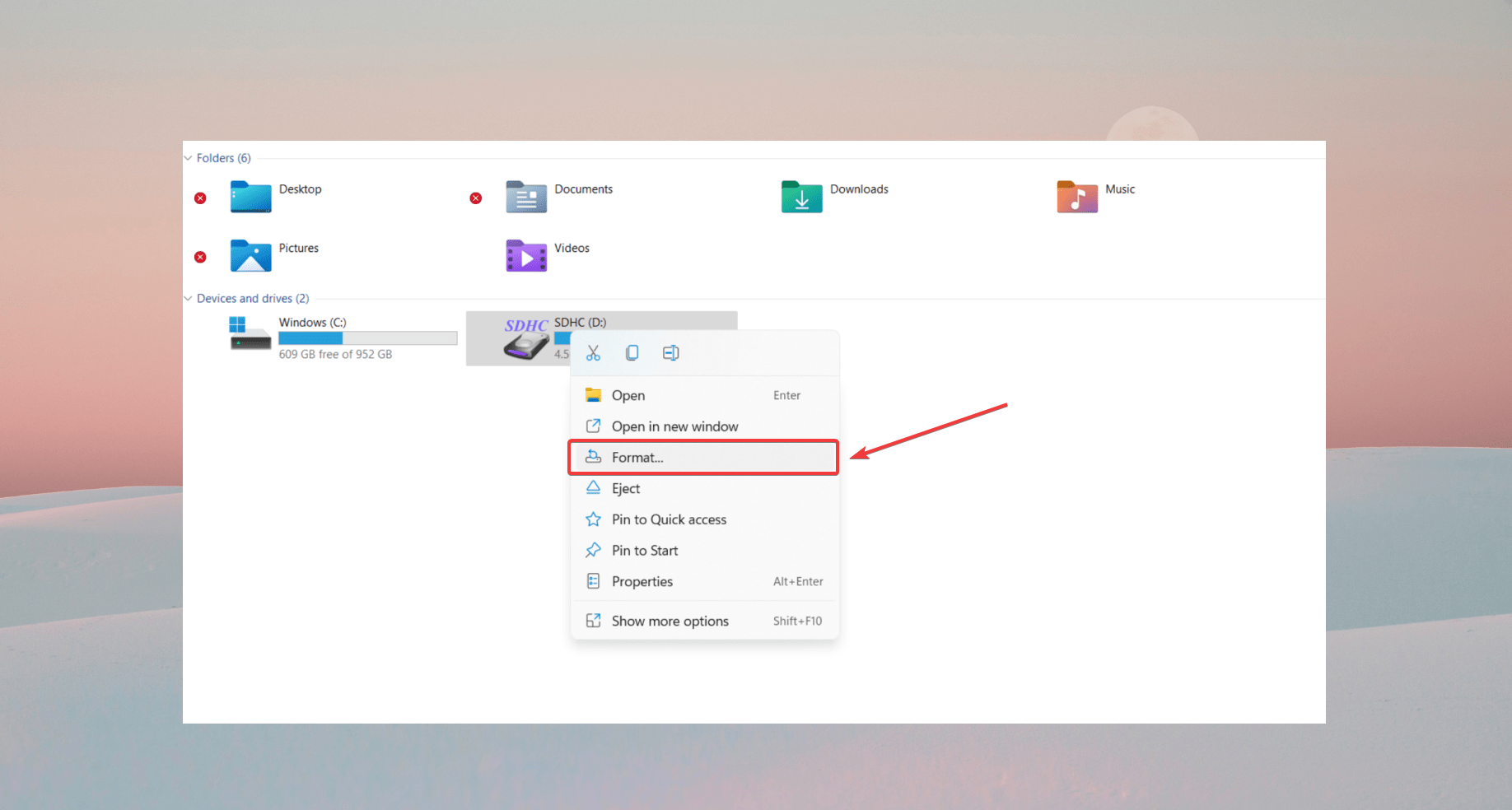 formatering av sd-kort fra utforskeren