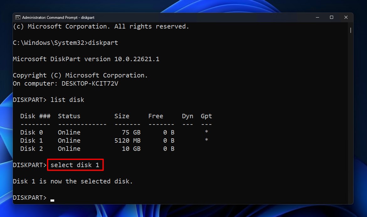 selezionare disco per formattazione