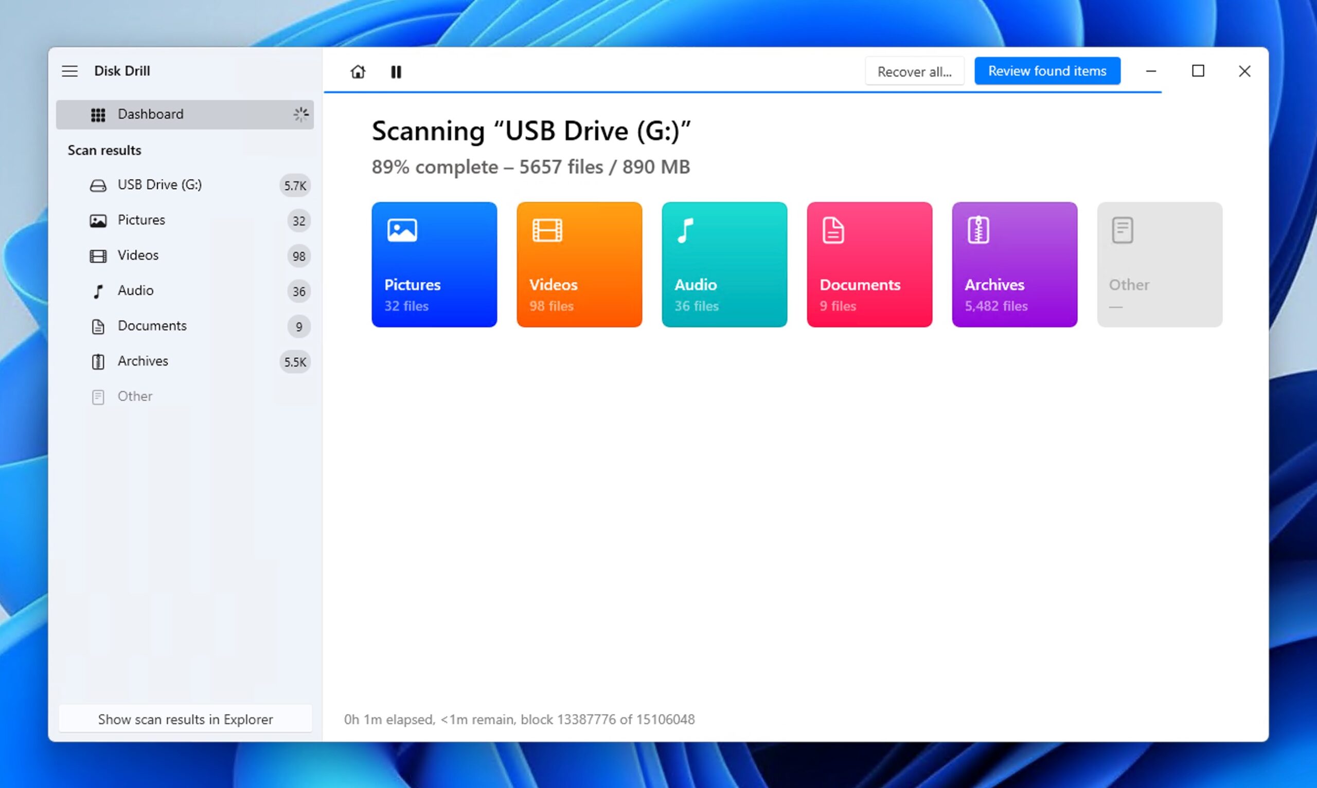 disk drill scanning raw usb flash drive