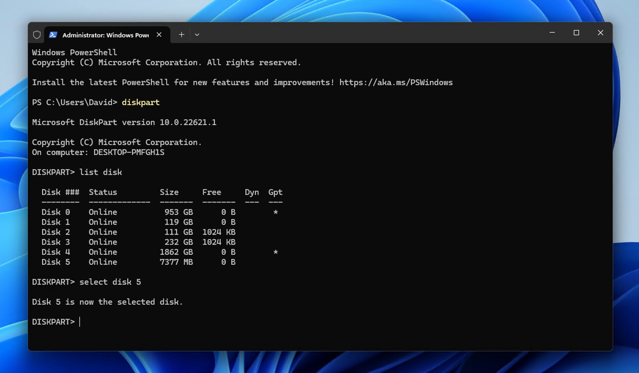 diskpart commands raw usb