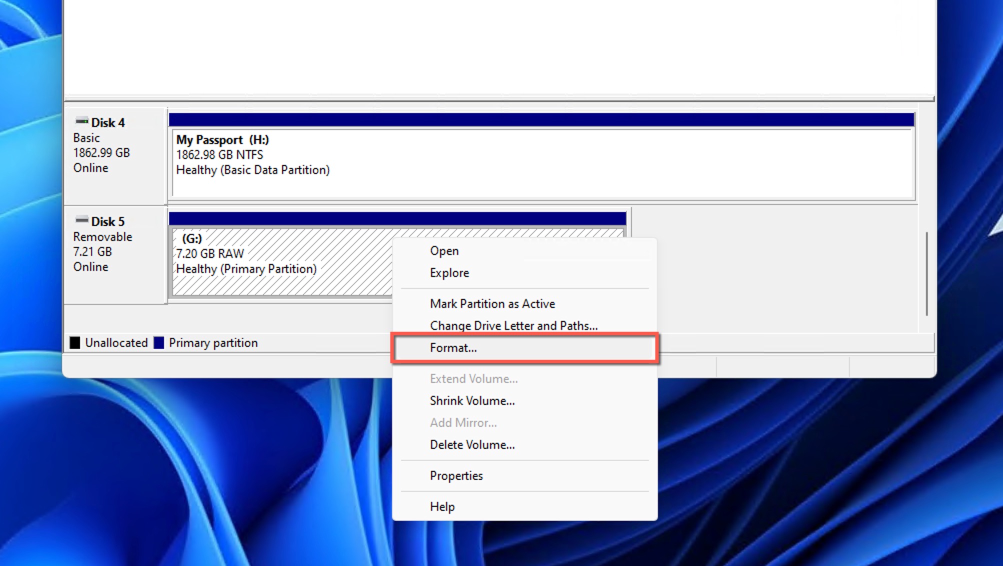 format raw usb flash drive