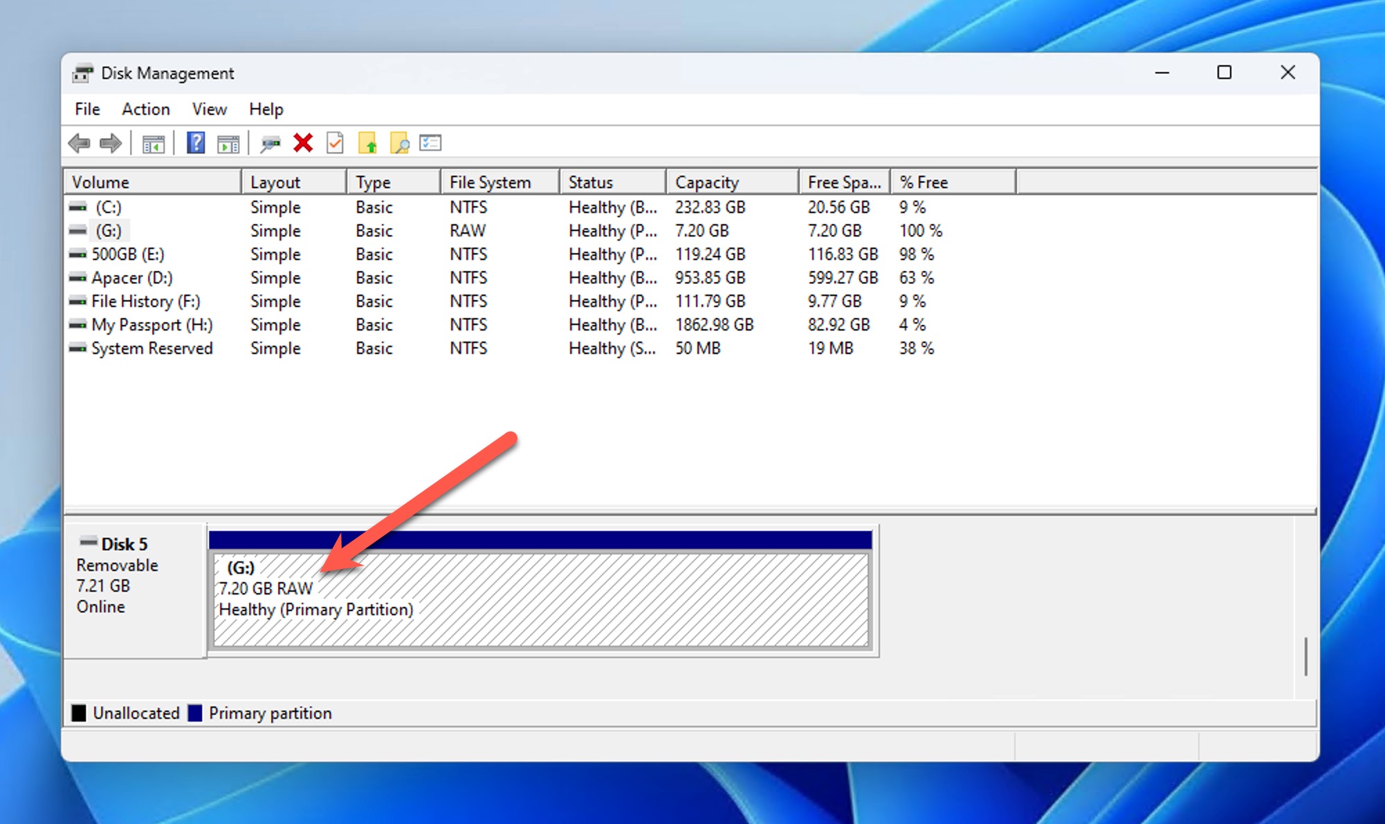 raw usb flash drive windows