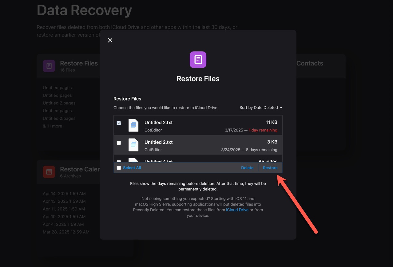 data recovery restore file