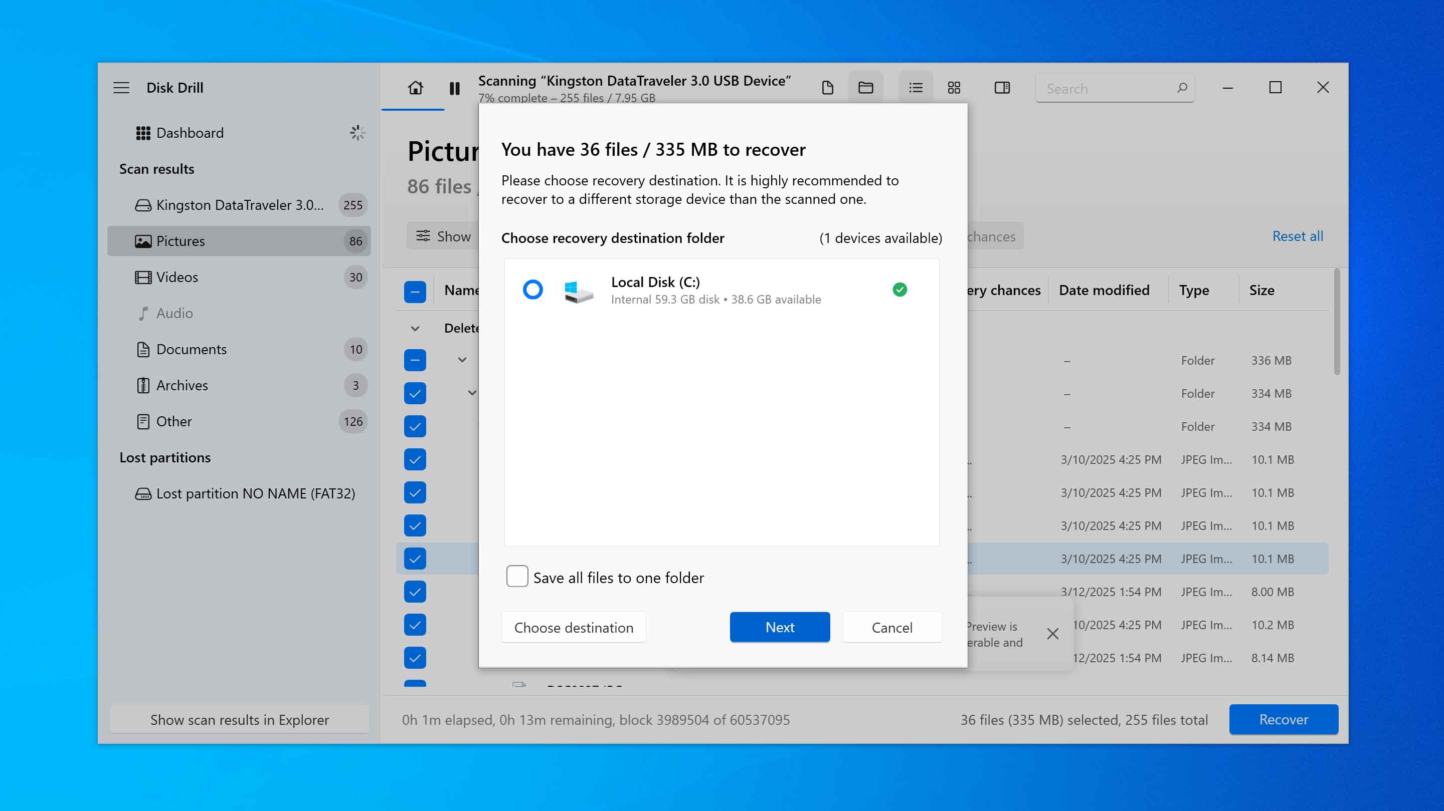 choose save location