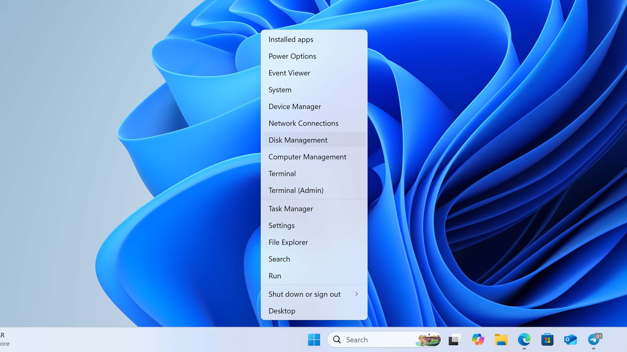 open disk management on windows 11