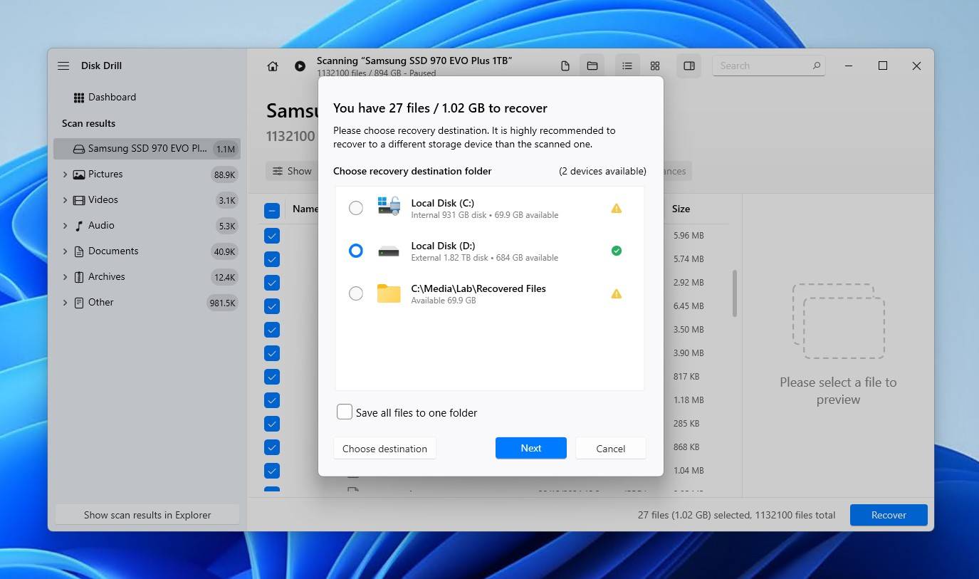 Recovering the SSD files.