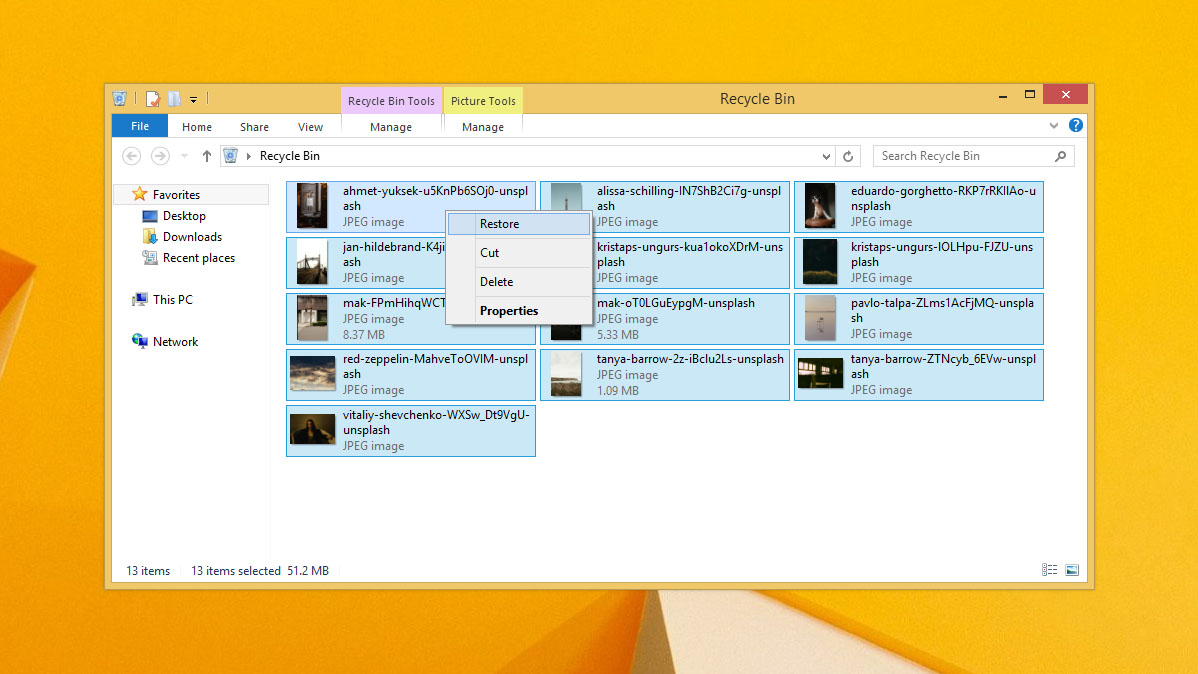 restore files from recycle bin