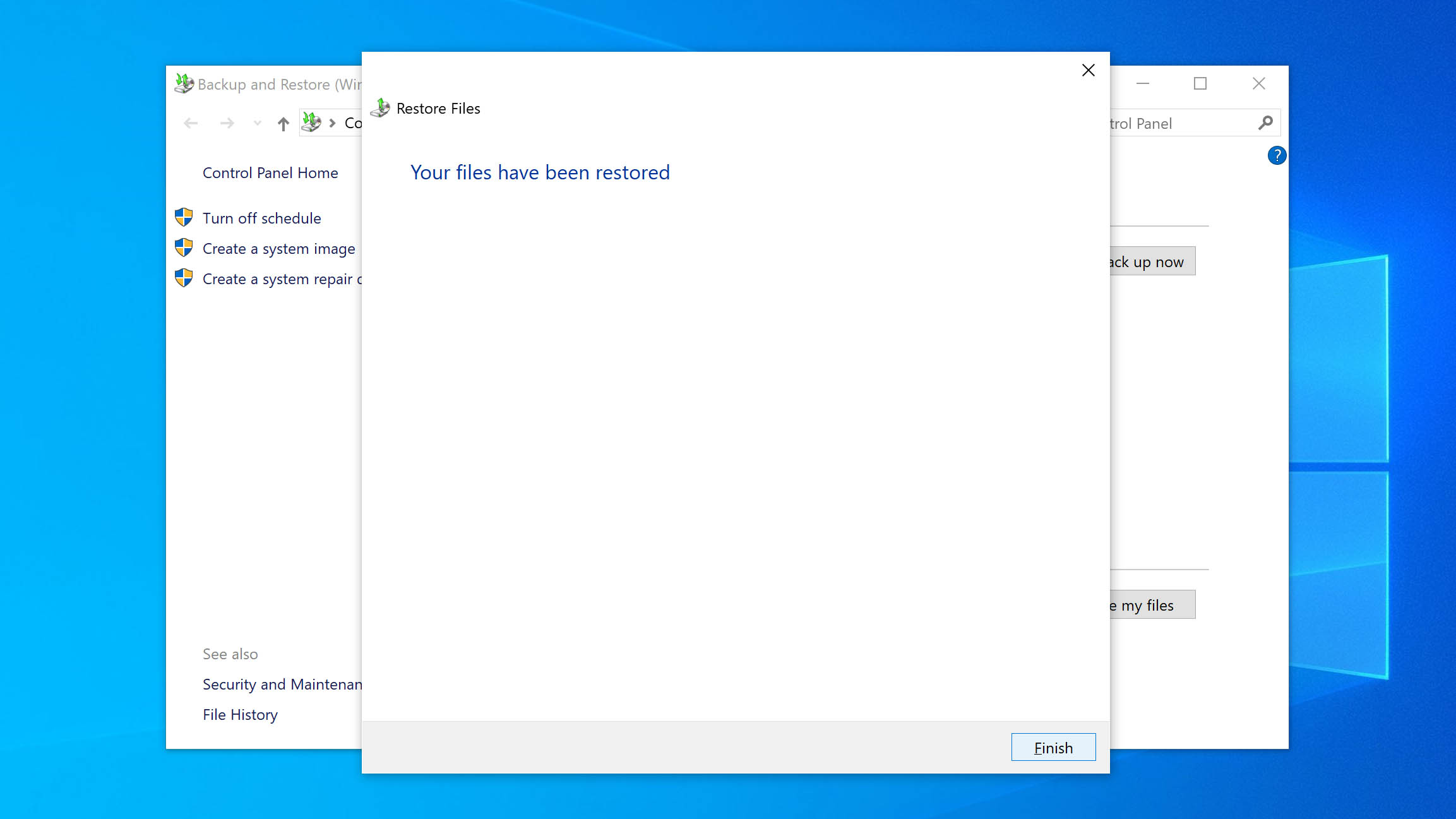 finish file restoring