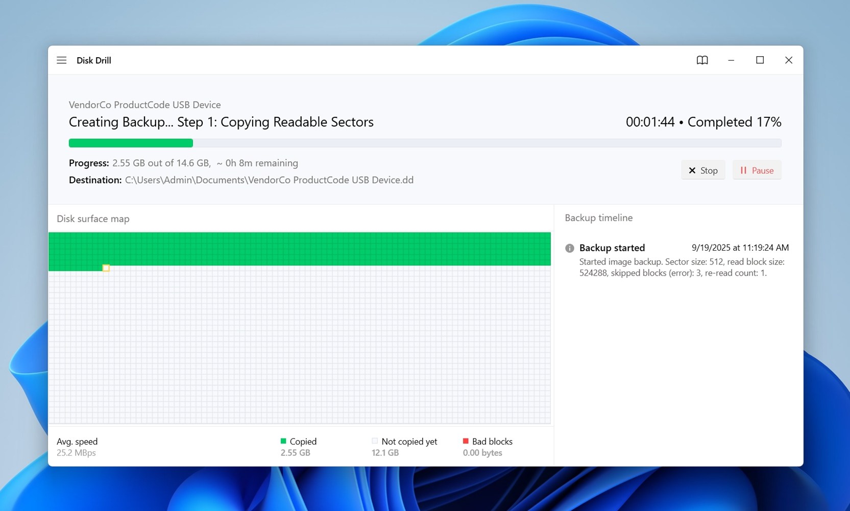 Disk Drill will create the disk image