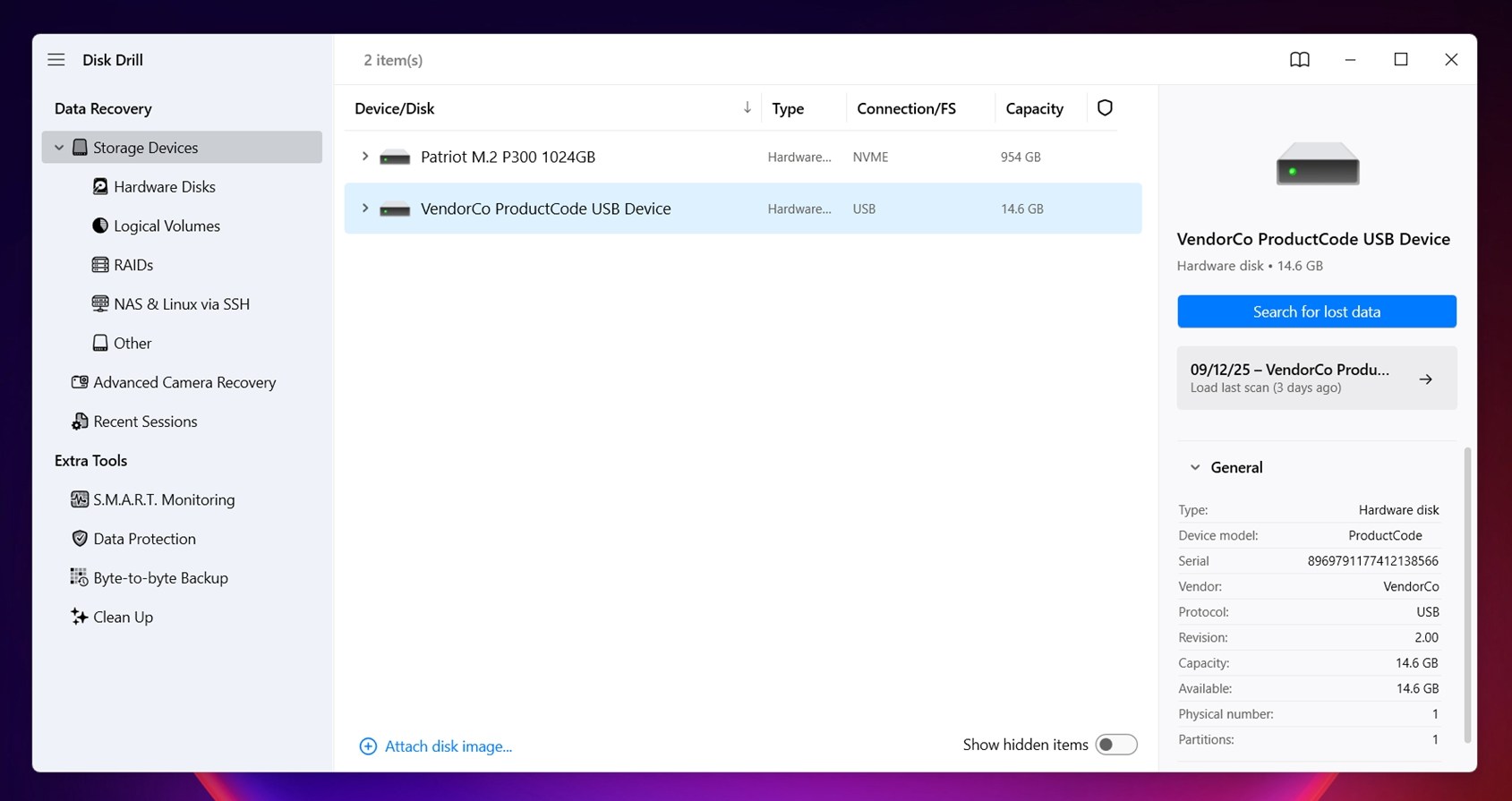 Click on the Scan for lost data 