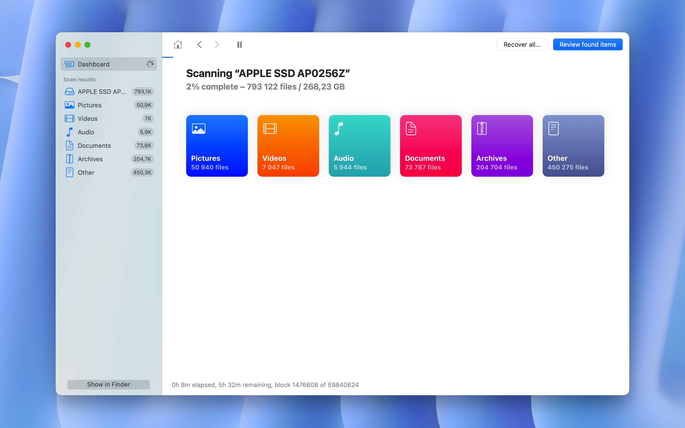 review found data in disk drill