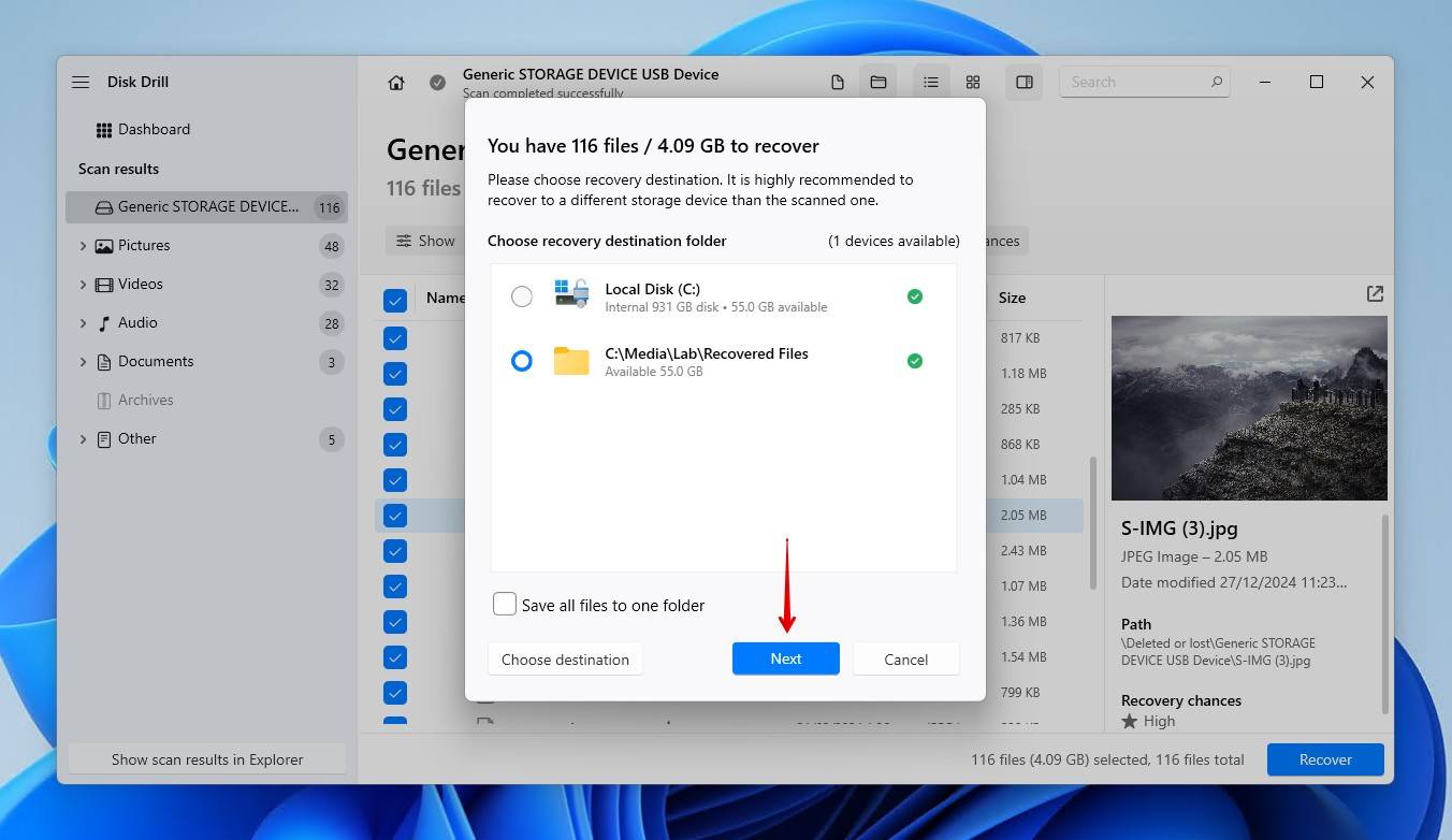 Finishing Disk Drill recovery.