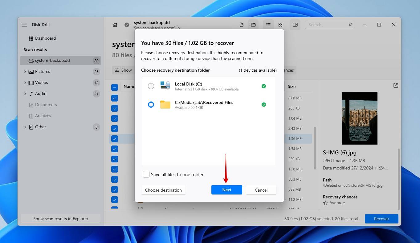 Finishing data recovery.
