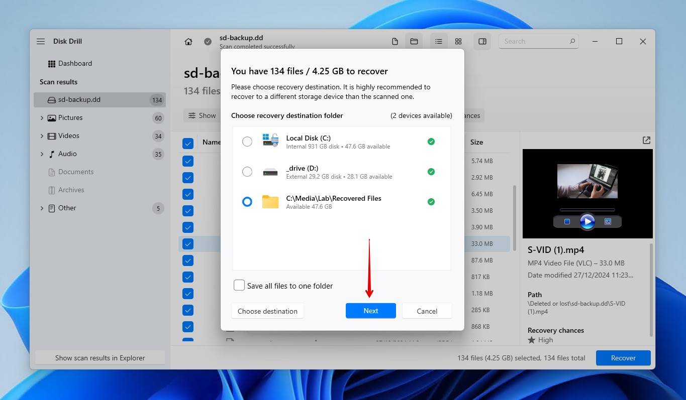 Finishing SD card recovery.
