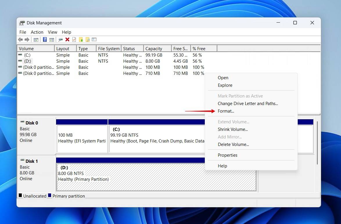 Formatting the volume.