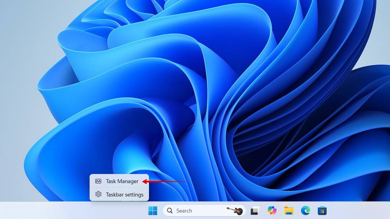 Opening Task Manager.