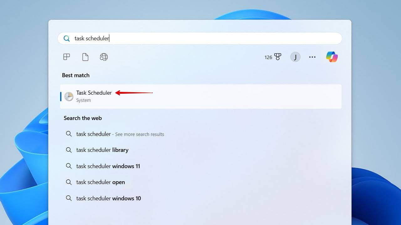 Opening Task Scheduler.