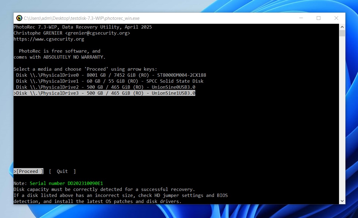 Select your USB drive