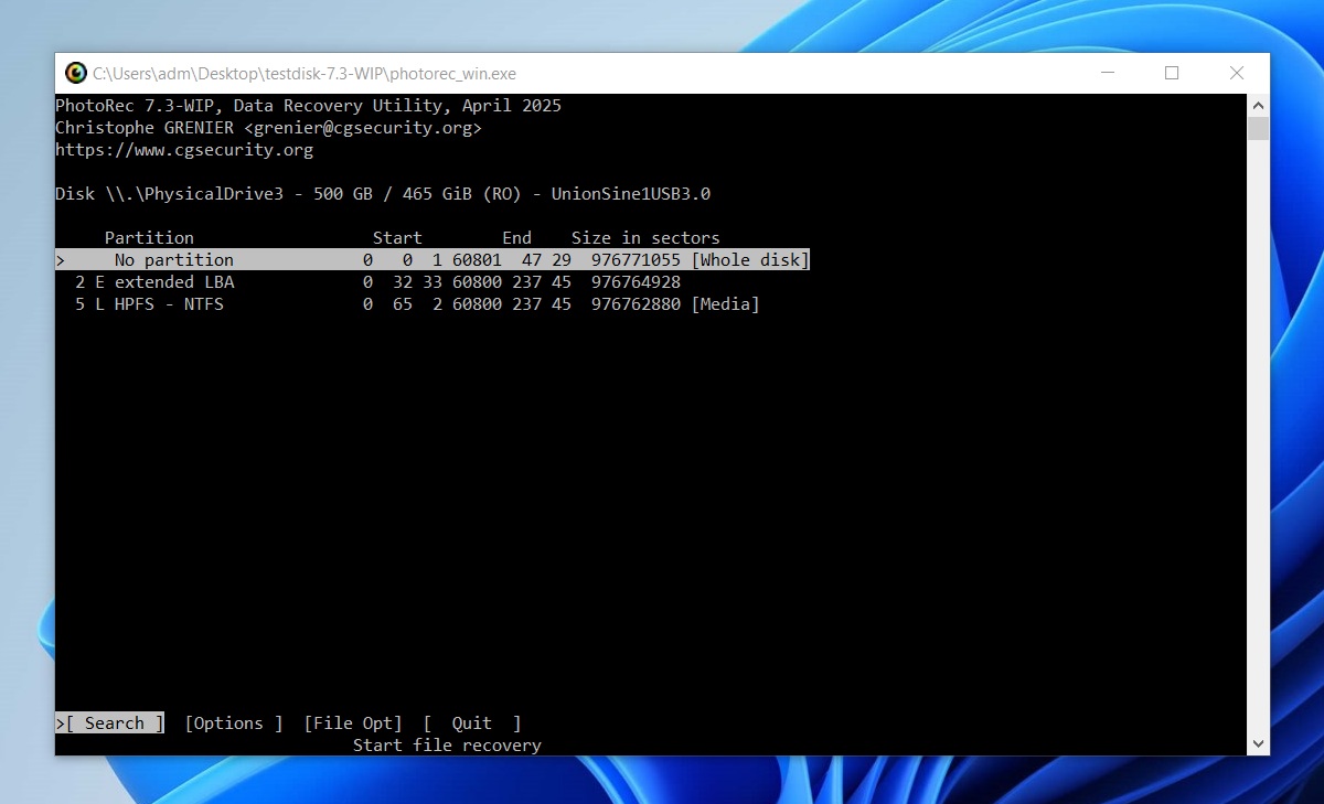 Scan the whole drive