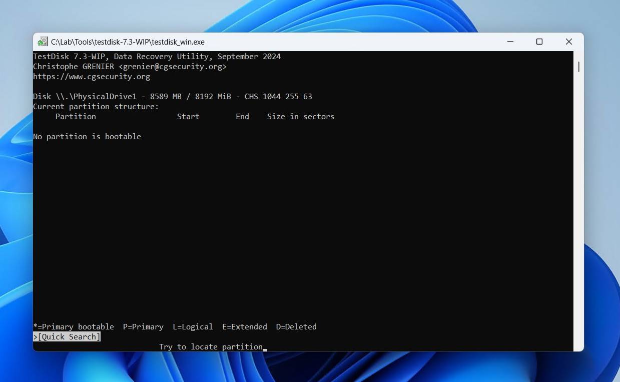 Starting a quick search.