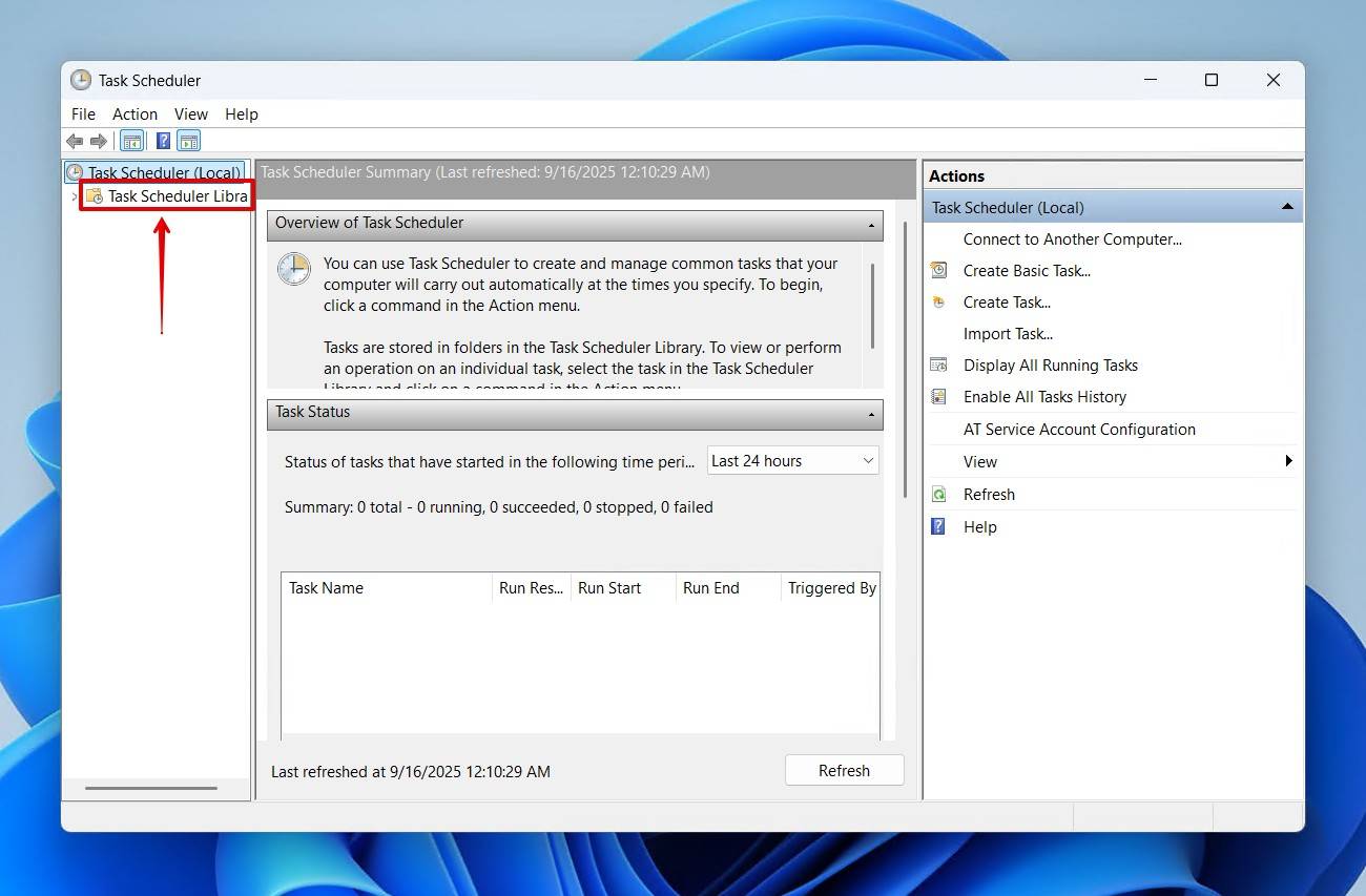 Checking the Task Scheduler Library.