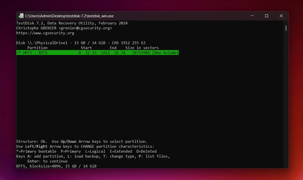 Highlight the required partition