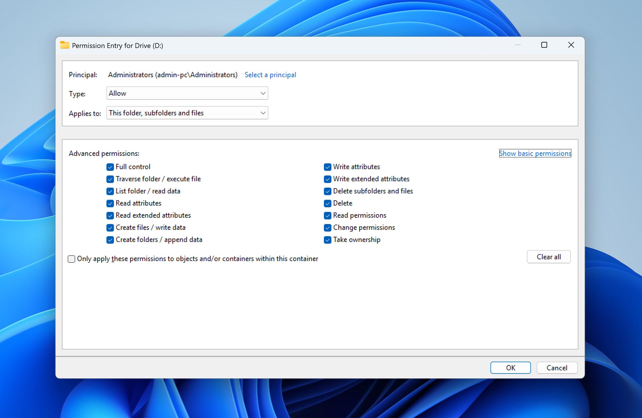 give all permissions