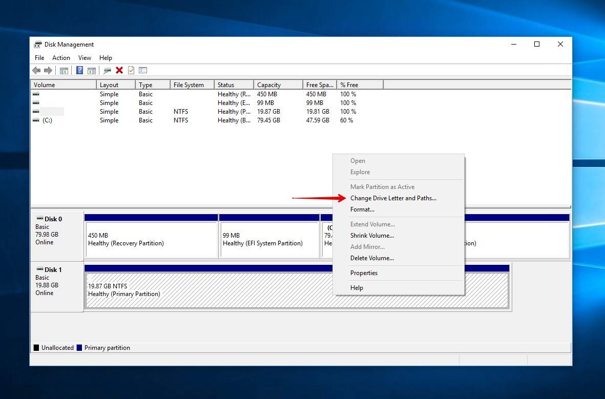 Changing or adding a drive letter.