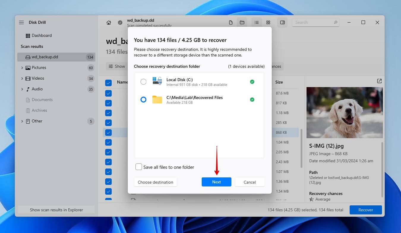 Recovering data from the WD drive.