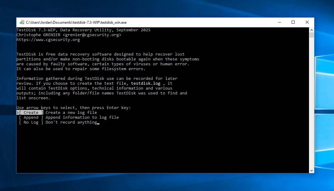 Creating a log file.