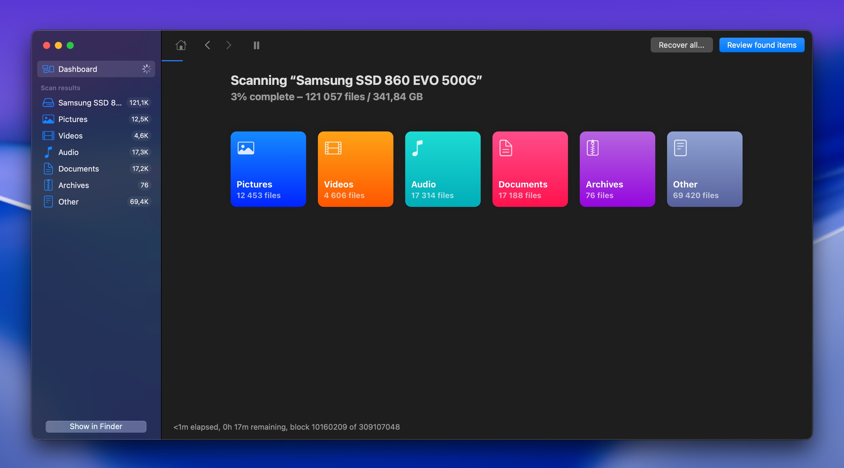 disk drill scanning in progress tahoe