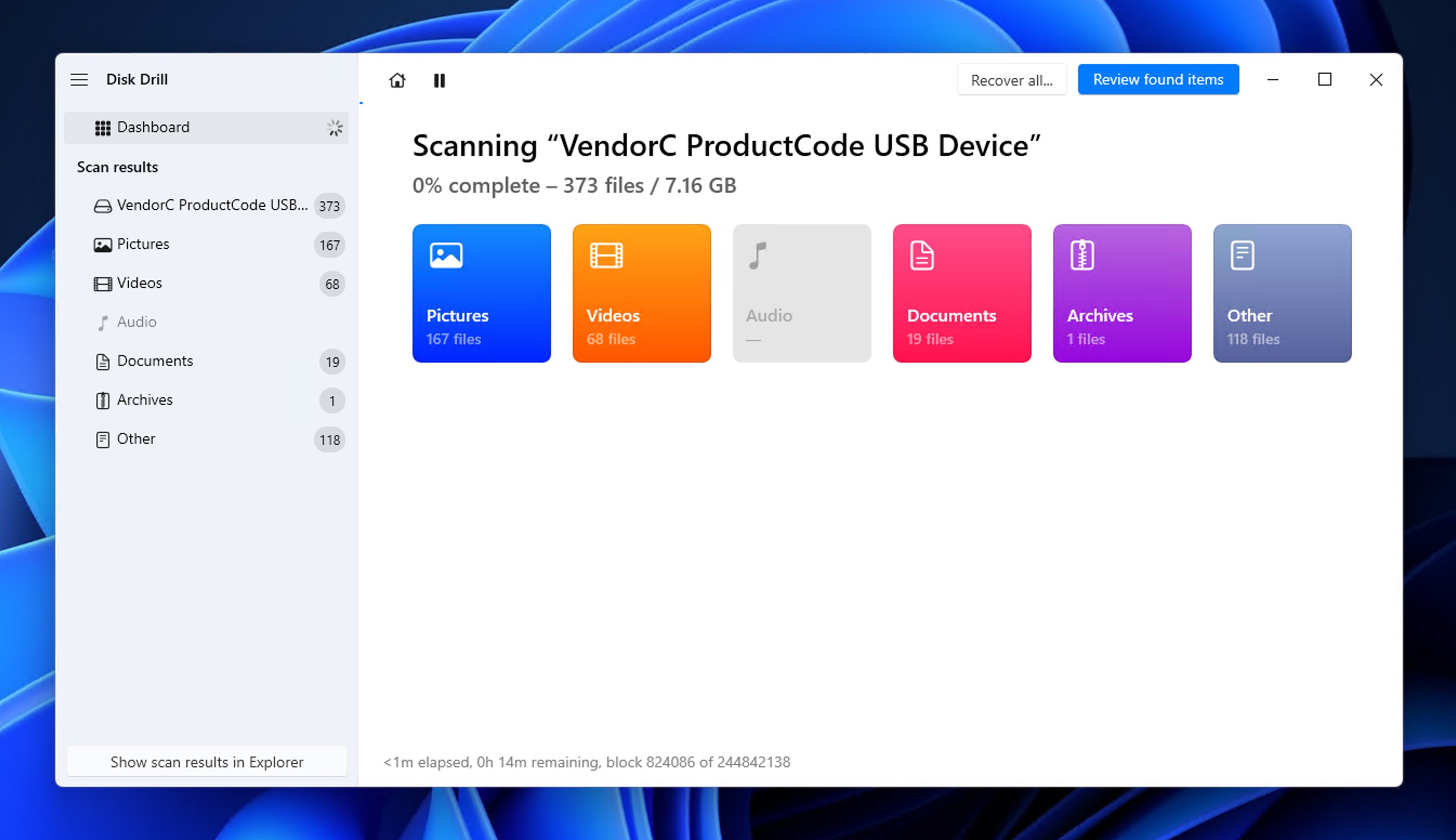 disk drill scanning windows 11