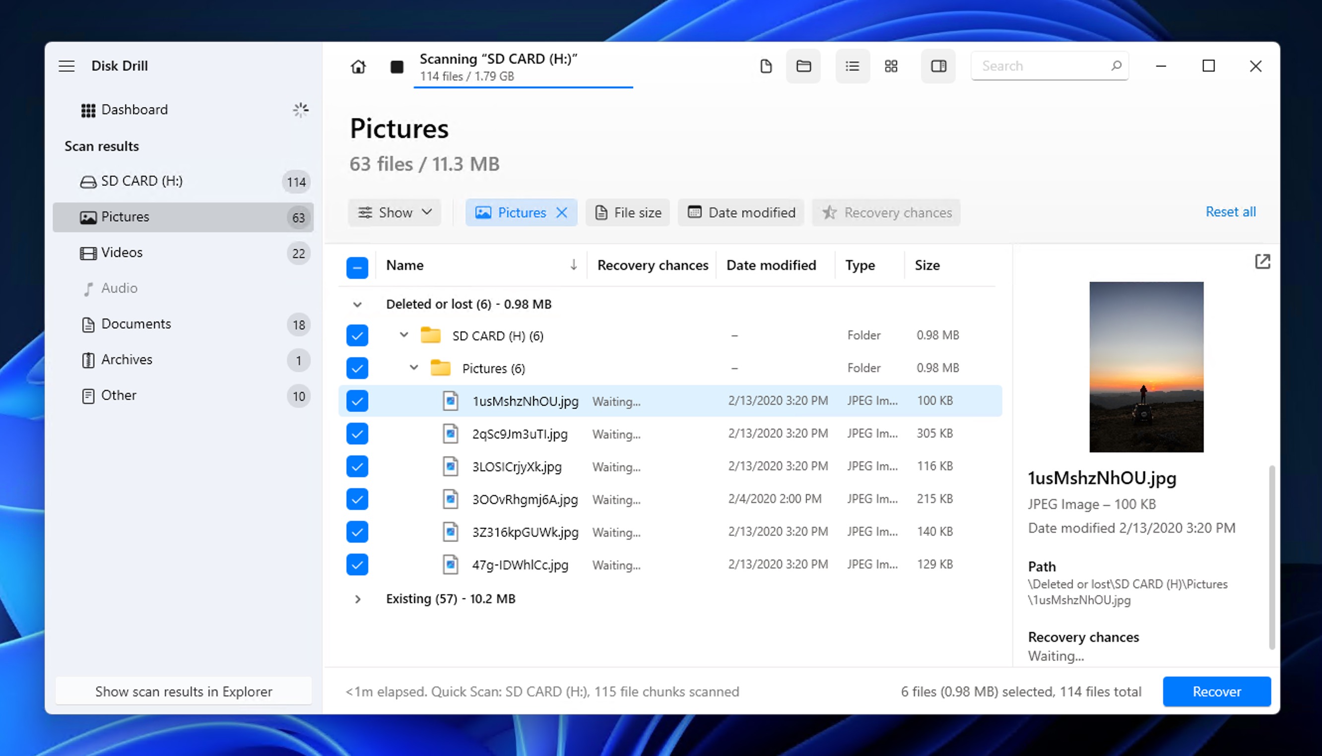 disk drill windows sd card recovery results