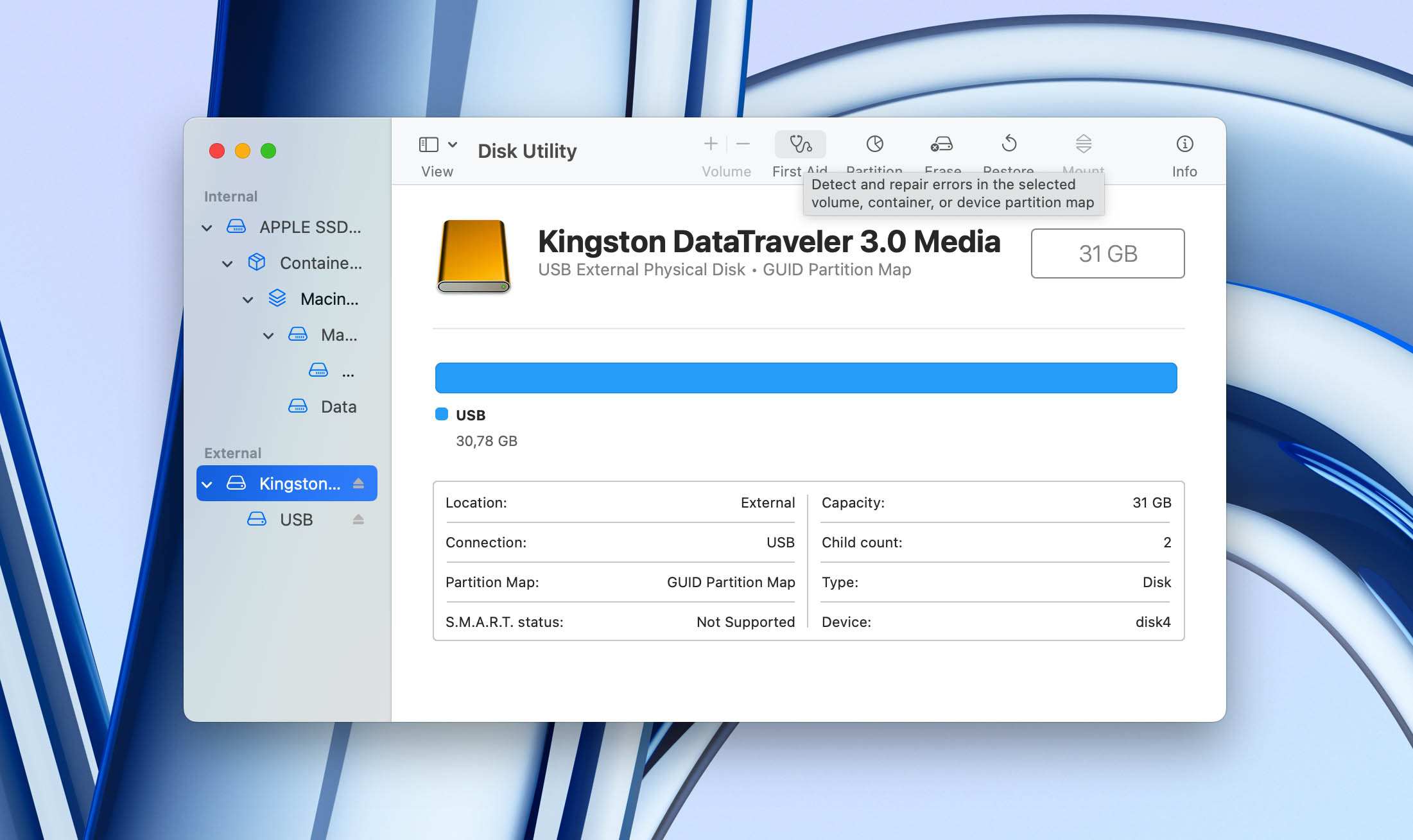 click first aid button