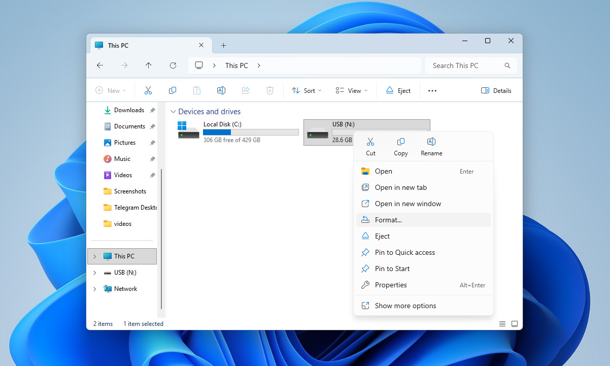 click format in file explorer