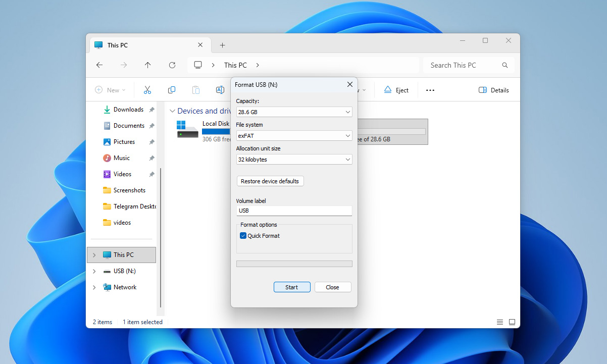 choose format options